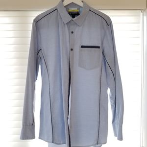INC Mens dress shirt with leather accents